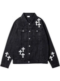 Black Chrome Heart Denim Jacket