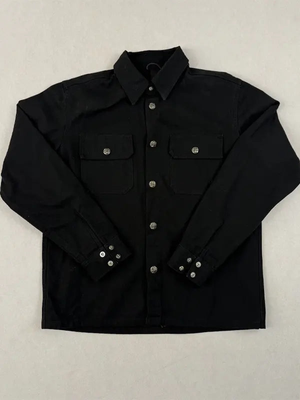 Black Chrome Heart Denim Jacket