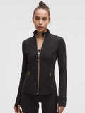 Black Define Lulu Jacket With Gold Zipper