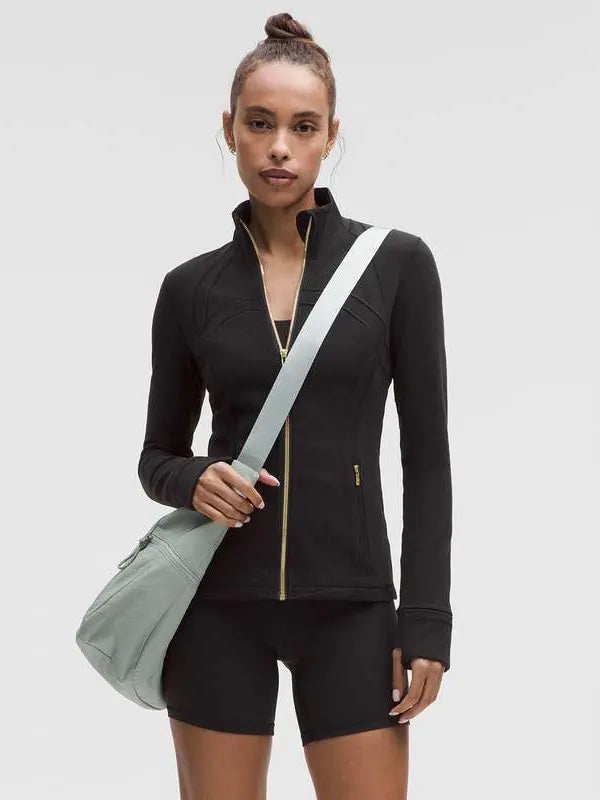 Black Define Lulu Jacket With Gold Zipper