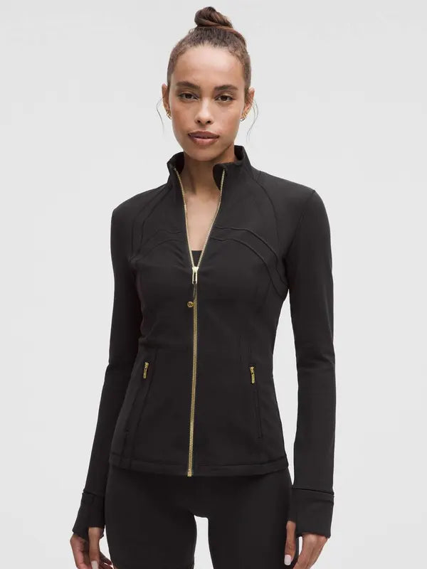 Black Define Lulu Jacket With Gold Zipper