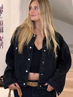 Black Oversized Jean Jacket Womens