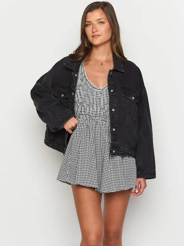 Black Oversized Jean Jacket Womens
