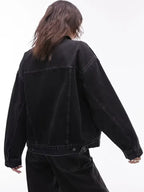 Black Oversized Jean Jacket Womens