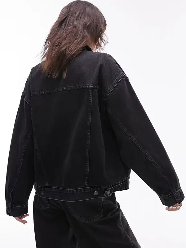 Black Oversized Jean Jacket Womens
