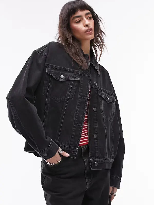 Black Oversized Jean Jacket Womens