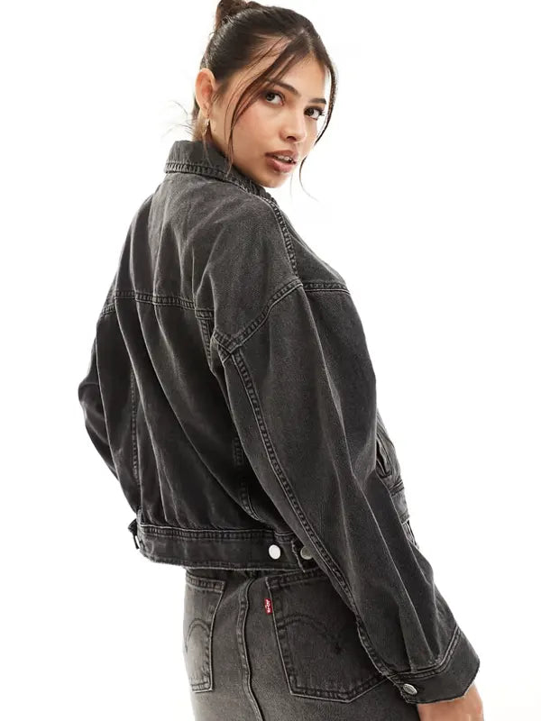 Black Oversized Jean Jacket Womens
