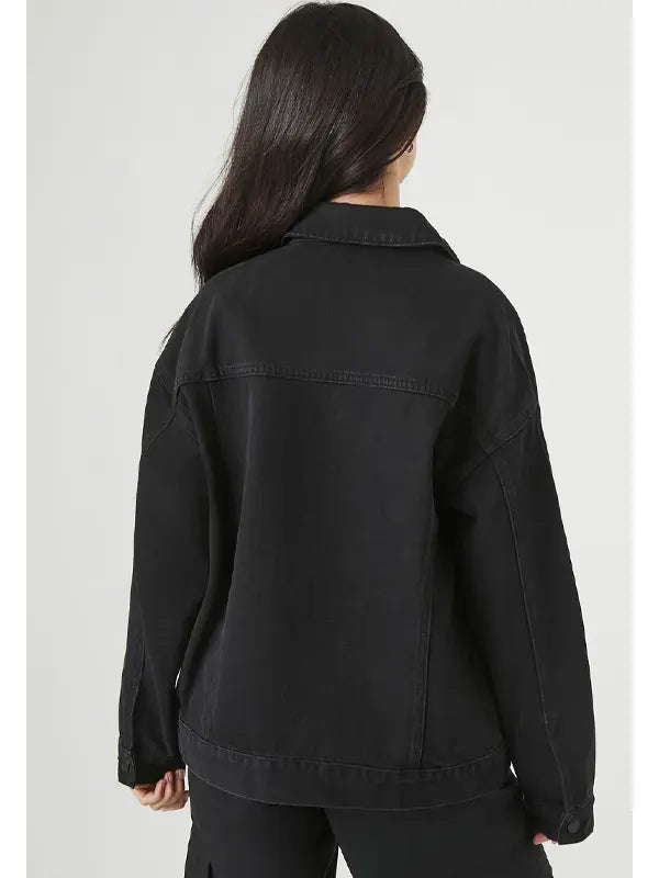 Black Oversized Jean Jacket Womens