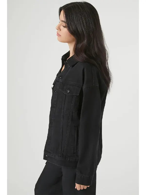 Black Oversized Jean Jacket Womens
