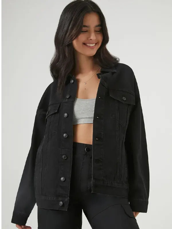 Black Oversized Jean Jacket Womens