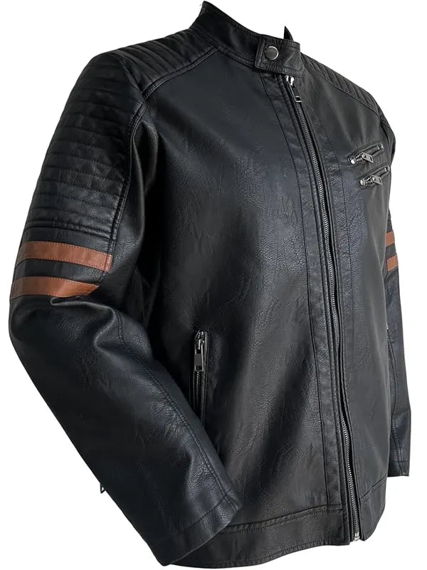 Bleu Grandeur Black Leather Jacket