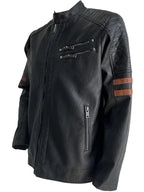 Bleu Grandeur Black Leather Jacket