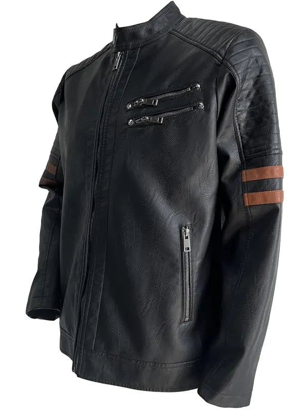 Bleu Grandeur Black Leather Jacket