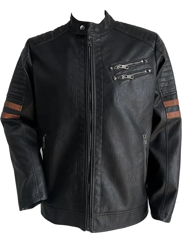 Bleu Grandeur Black Leather Jacket