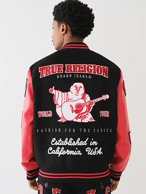 True Religion Varsity Jacket Black And Red