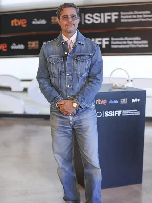 Brad Pitt Sebastian International Festival Denim Jacket