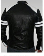 Brad Pitt Fight Club Black Leather Jacket Back