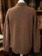 Brown Mock-Neck Wool Sweater