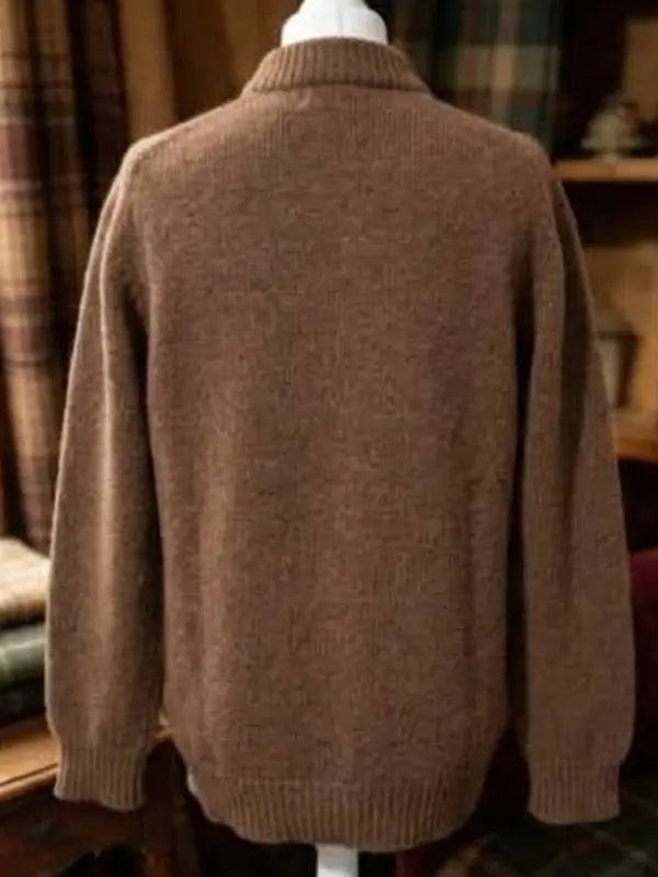 Brown Mock-Neck Wool Sweater