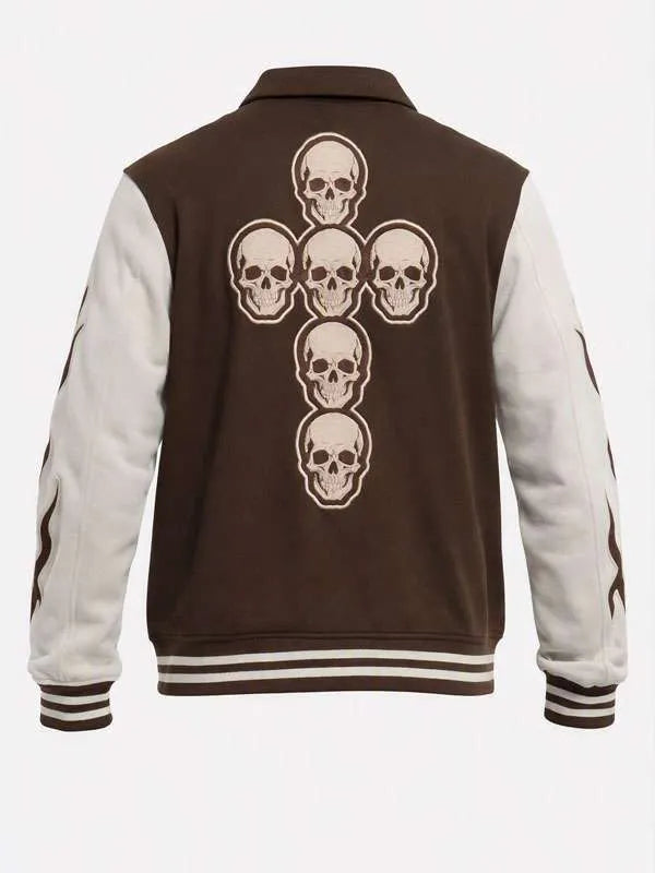 Halloween Skull and Wings Varsity Jacket