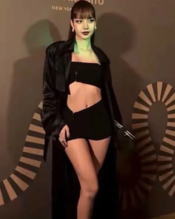 Lisa Bvlgari Serpenti Infinito After Party Black Coat