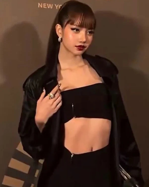 Lisa Bvlgari Serpenti Infinito After Party Black Coat