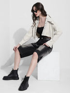 Cropped Off White Denim Jacket