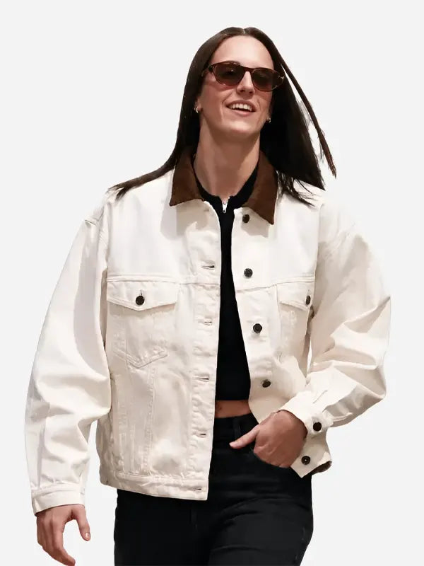 Caitlin Clark Prada Denim Blouson White Jacket