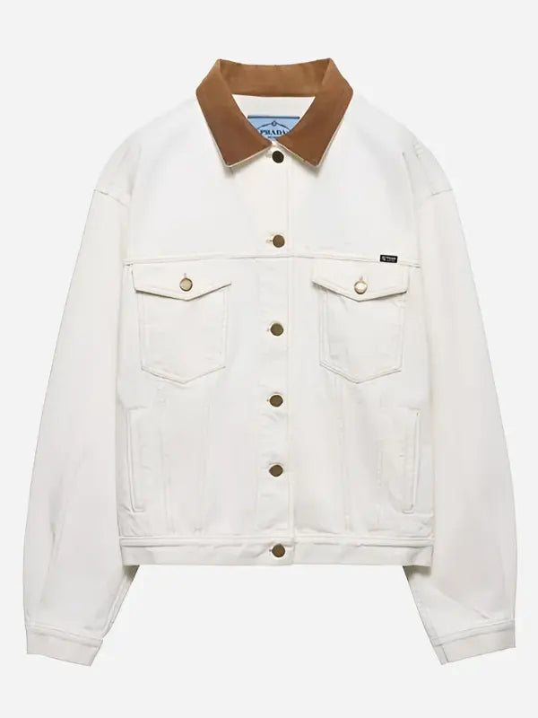 Caitlin Clark Prada Denim Blouson White Jacket