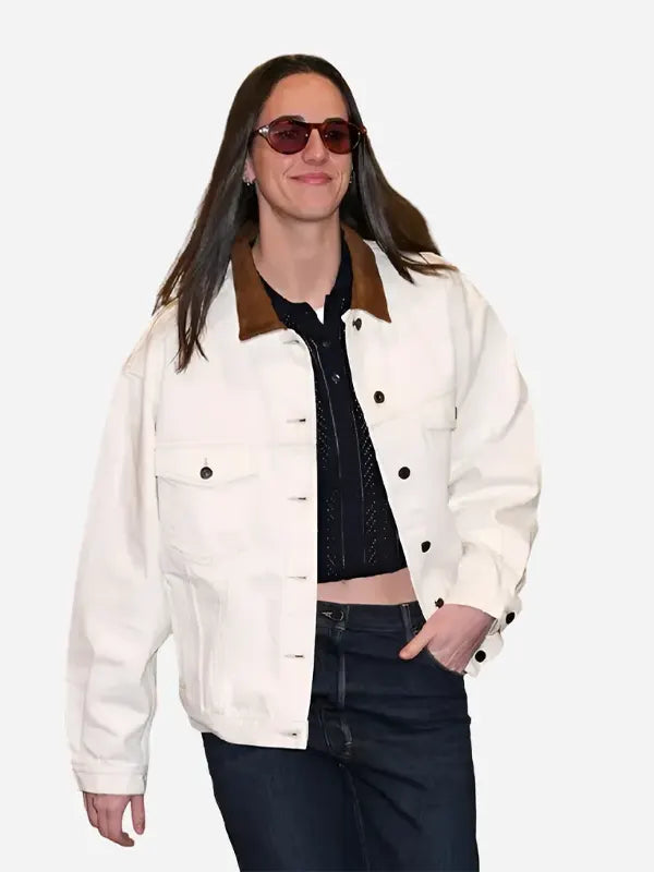 Caitlin Clark Prada Denim Blouson White Jacket