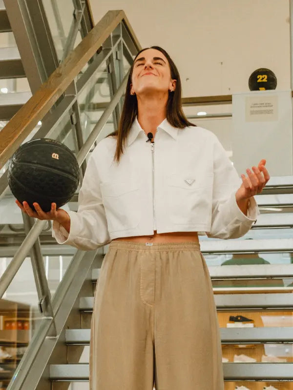 Caitlin Clark White Prada Cropped Jacket