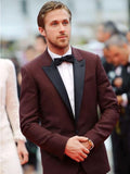 Ryan Gosling Red Carpet Burgundy Tuxedo