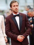 Ryan Gosling Red Carpet Burgundy Tuxedo
