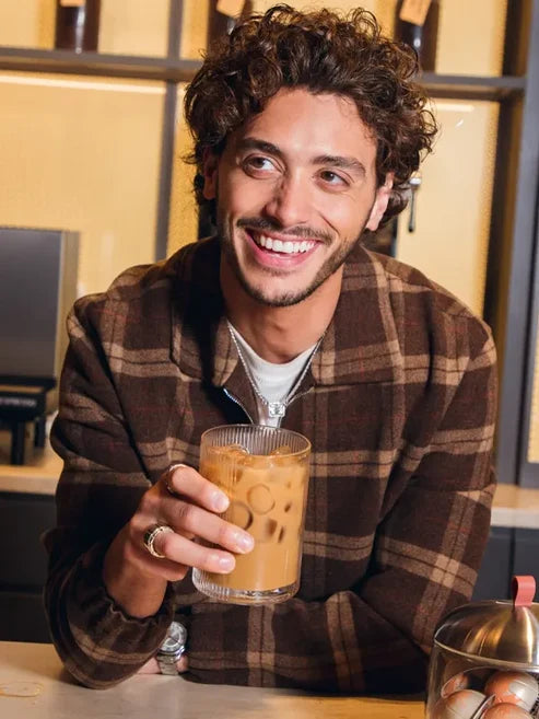 Coffee Photoshoot Antonio Cipriano Plaid Jacket
