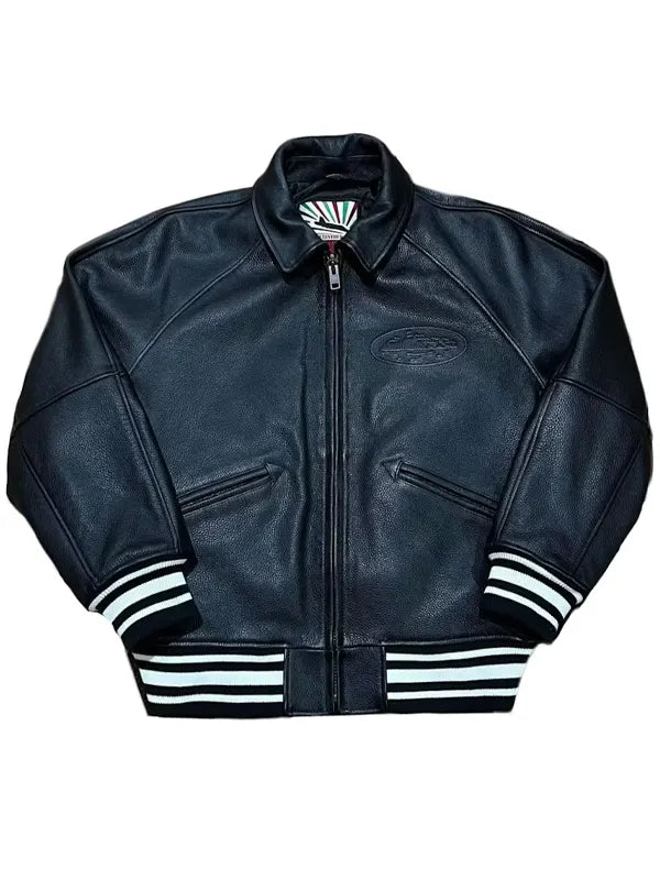 Corteiz Leather Jacket Black