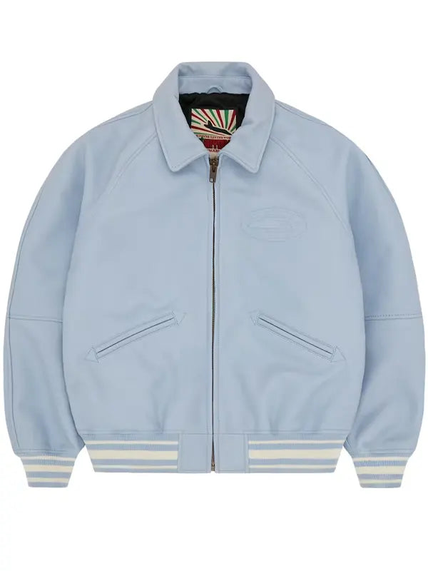 Corteiz Leather Jacket Blue