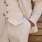 Cream Color Slim Fit Suit For Men
