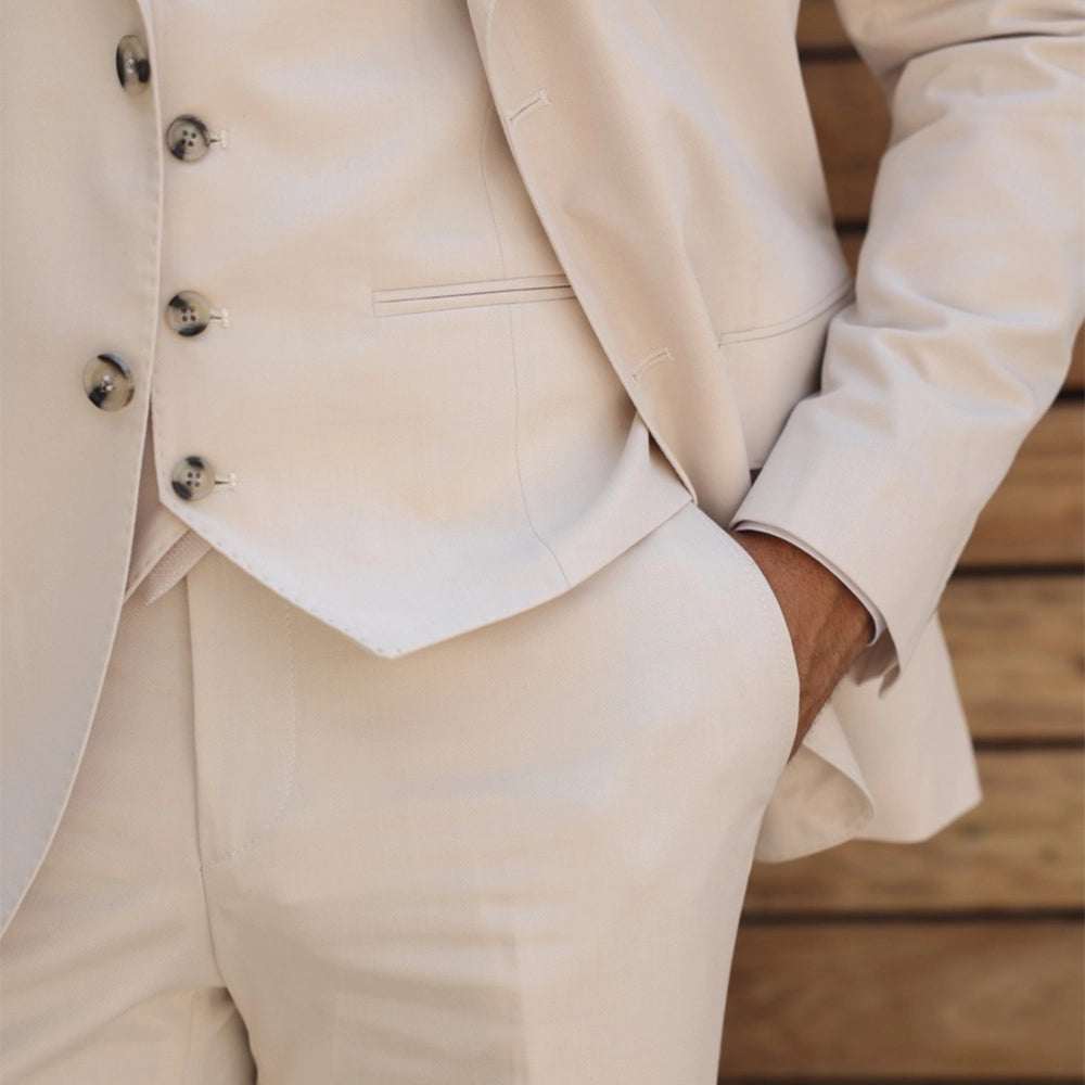 Cream Color Slim Fit Suit For Men