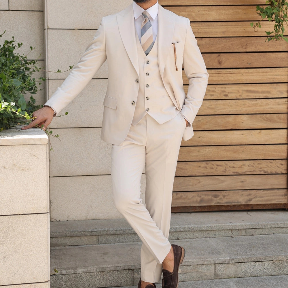 Cream Color Slim Fit Suit For Men