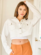 Cropped Ivory Denim Jacket