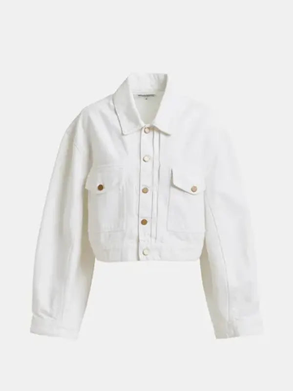 Cropped Off White Denim Jacket