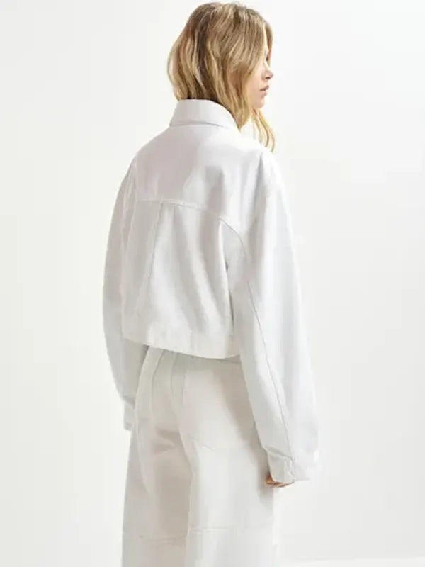 Cropped Off White Denim Jacket