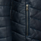 Daisy Leather Padded Coat Women, Navy Zing Apparel