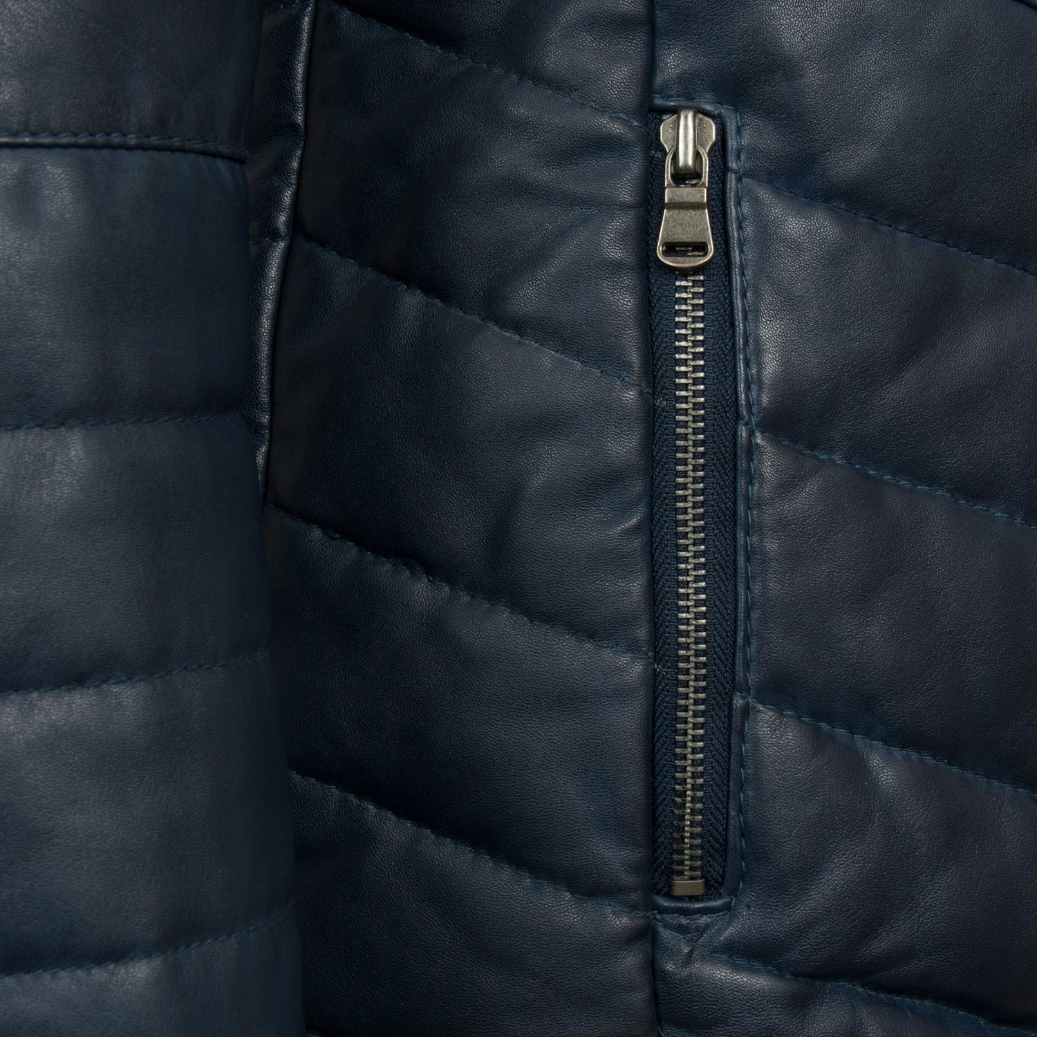 Daisy Leather Padded Coat Women, Navy Zing Apparel