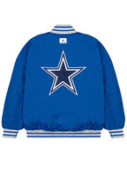 Dallas Cowboys GOLF WANG Blue Satin Bomber Jacket