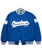 Dallas Cowboys GOLF WANG Blue Satin Bomber Jacket