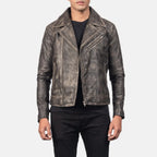 Distressed Brown Cowhide Zip Lining Jacket For Sale