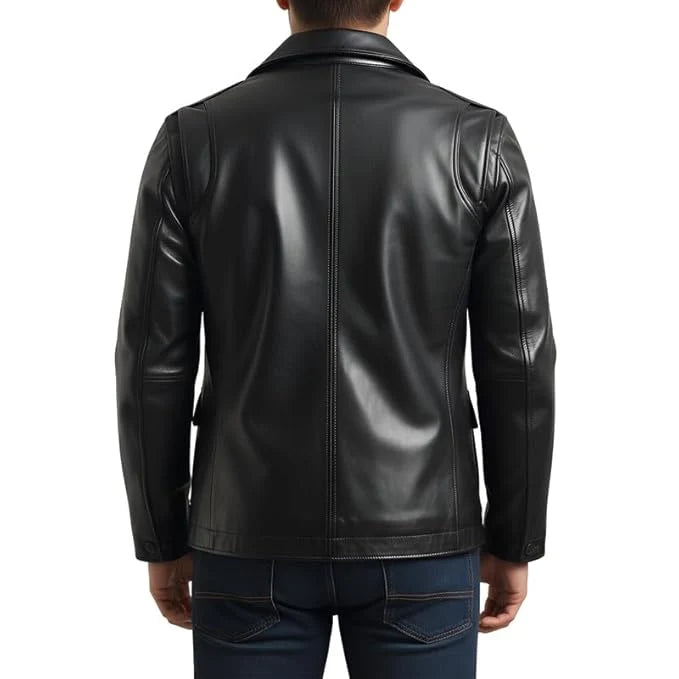 Urban Slim Fit 4-Pocket Leather Utility Jacket