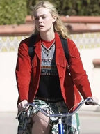 Elle Fanning Margo’s Got Money Troubles 2026 Red Fringe Jacket