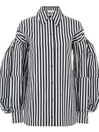 Emily In Paris S05 Lily Collins Striped Puff Sleeve Shirt